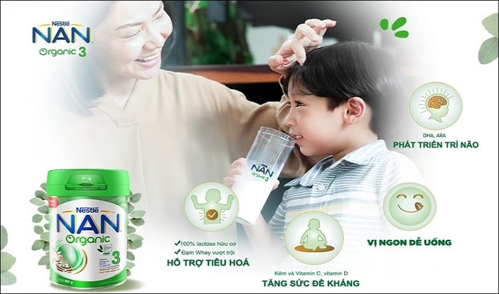 Sữa bột NAN Organic số 3 900g (2 - 6 tuổi) được sản xuất từ 100% sữa hữu cơ, được chứng nhận bởi NASAA