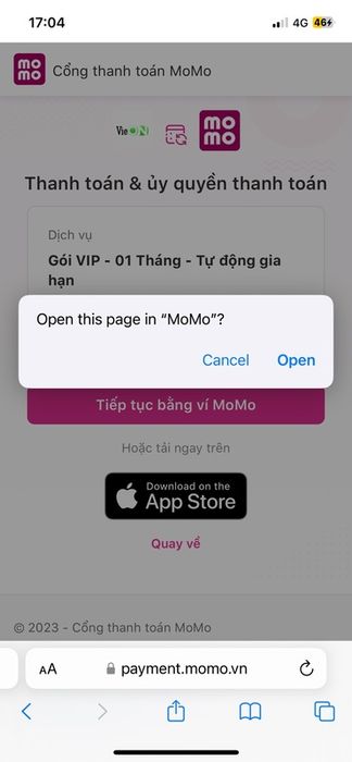 Bước 4: Thực hiện liên kết với MoMo;