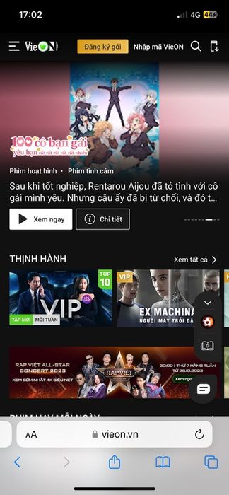 Bước 1: Truy cập https://vieon.vn/;