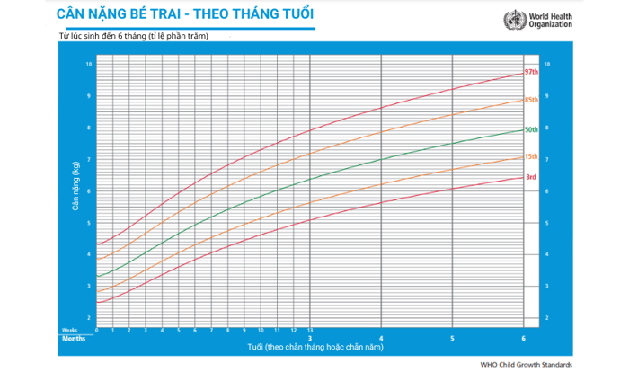 Biểu đồ phát triển dựa trên cân nặng