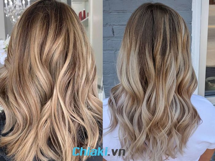 Tóc nhuộm màu hạt dẻ kết hợp Balayage