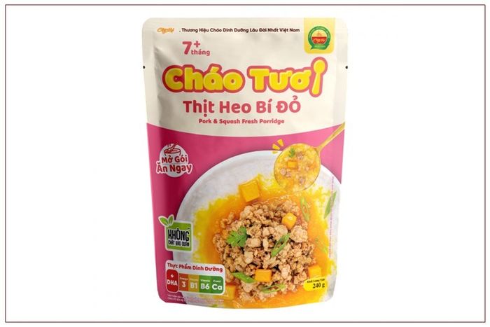 Cháo tươi Cây Thị thịt heo làm bữa sáng cho bé 9 tháng