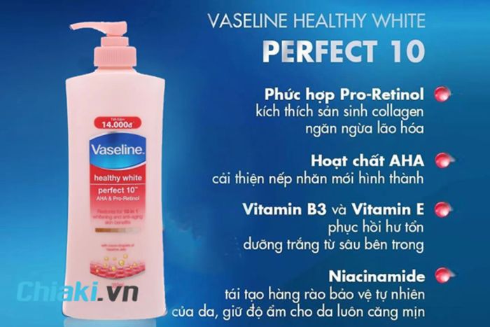 Kem dưỡng ẩm body cho da khô Vaseline Perfect 10 in 1