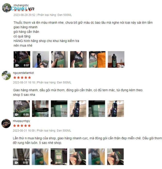 Đánh giá về dầu gội phủ bạc nhân sâm Sin Hair màu đen