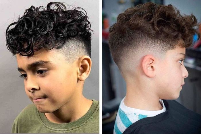 Tóc faux hawk cho bé trai với mái tóc xoăn