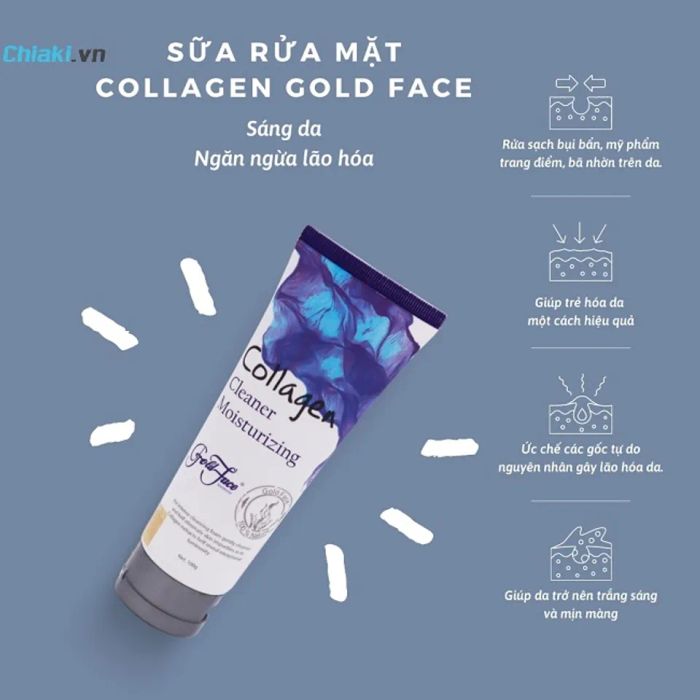 Sữa rửa mặt Collagen hỗ trợ trẻ hoá và làm sáng da của Gold Face