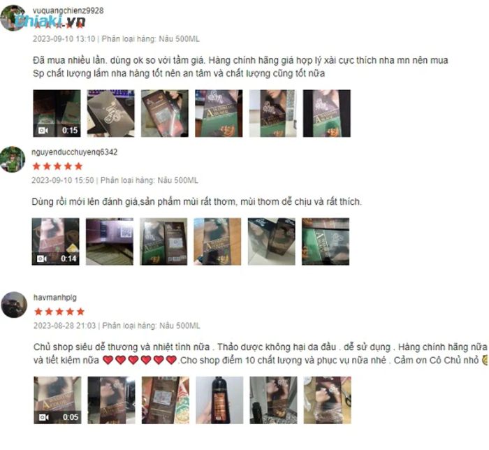 Đánh giá về dầu gội phủ bạc Sin Hair màu nâu