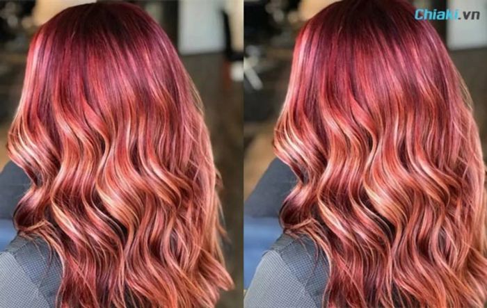 tóc đỏ rượu vang balayage