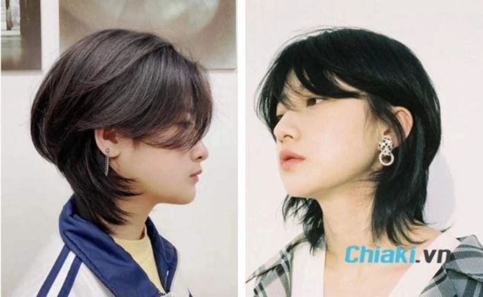 Kiểu tóc mullet layer nữ ngắn - Sự pha trộn độc đáo giữa kiểu tóc mullet và tóc layer, tạo hiệu ứng bồng bềnh cho mái tóc.