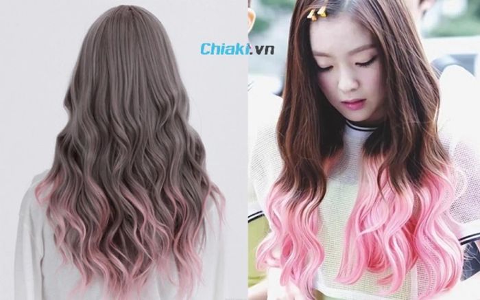 Kiểu nhuộm Ombre nâu lạnh phối màu hồng