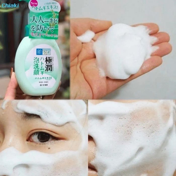 Sản phẩm Sữa rửa mặt tạo bọt Hada Labo Nhật Bản Gokujyun Hatomugi Foaming Wash tạo ra bọt mịn