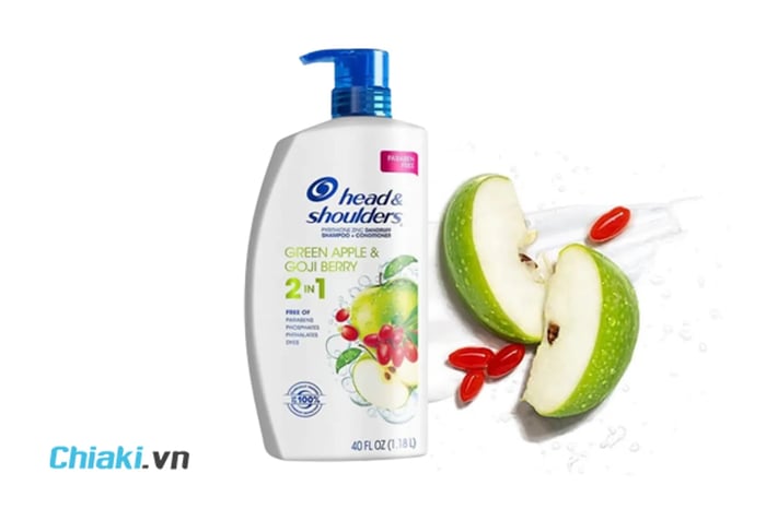 Dầu gội xả 2in1 Head and Shoulders Green Apple Goji Berry 1L USA - Hương táo xanh và quả kỷ tử