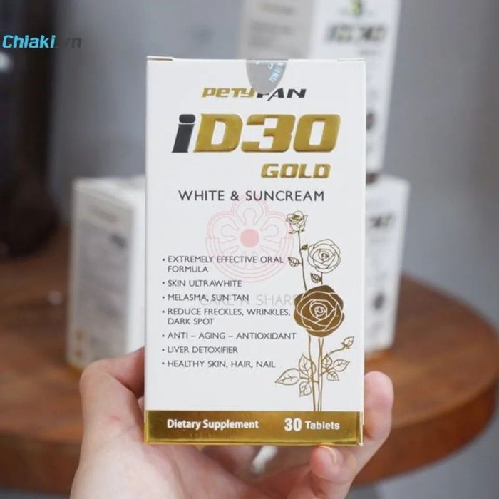 Viên uống chống nắng trắng da ID30 Gold White & Suncream