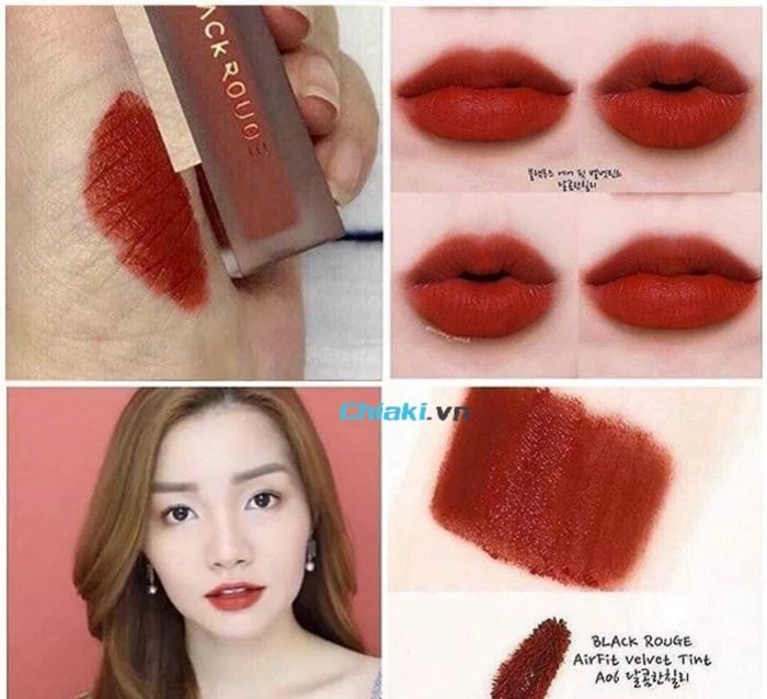 Son kem lì Black Rouge Air Fit Velvet Tint Ver1 A06 đỏ gạch