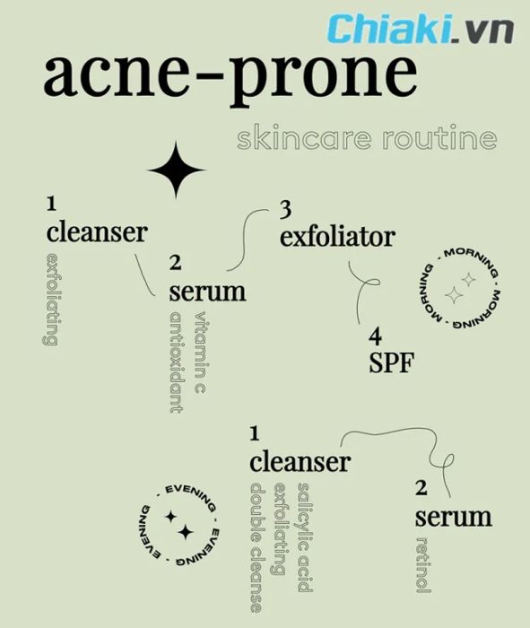 Các bước skincare cho da dầu mụn