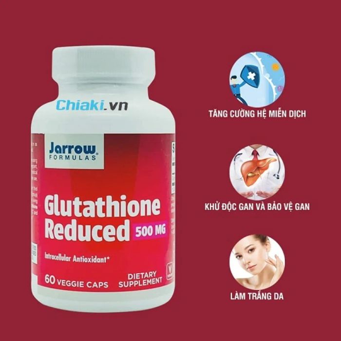 Viên uống trắng da Jarrow Glutathione 500 Mg