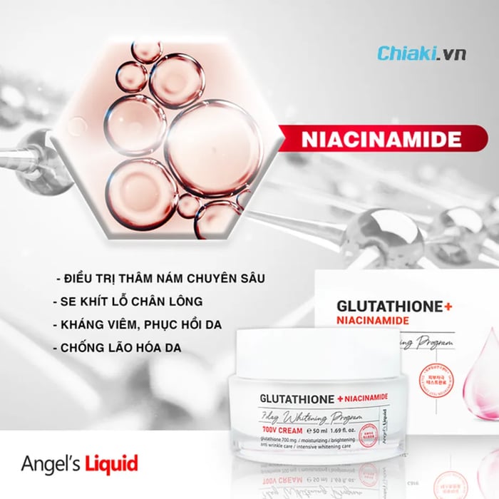 Kem dưỡng trắng da Angel's Liquid Glutathione+Niacinamide 7Day Whitening