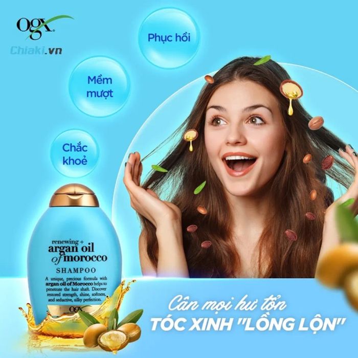 Dầu gội Biotin Collagen OGX Renewing + Argan Oil of Morocco màu xanh dương