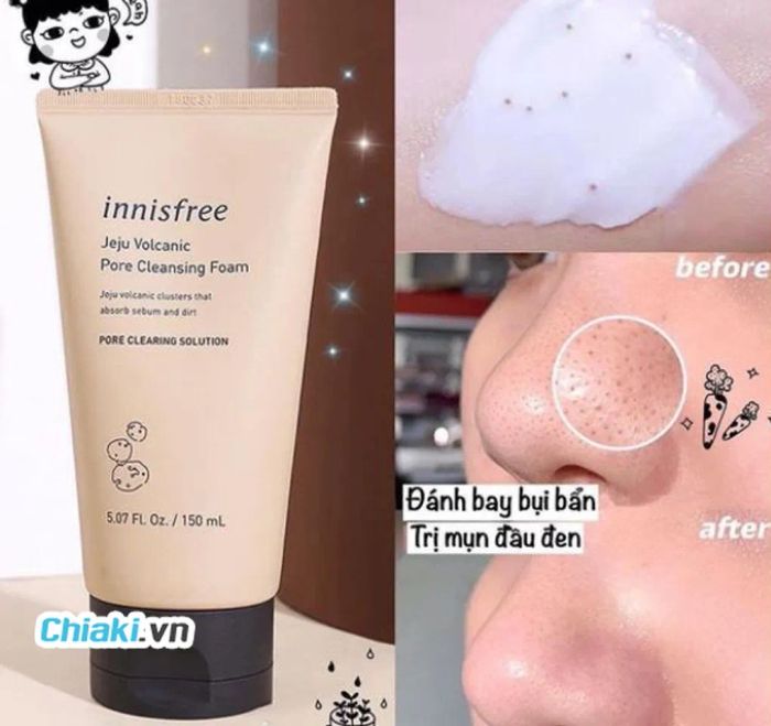 Sữa rửa mặt Innisfree tro núi lửa Jeju Volcanic Pore Cleansing Foam