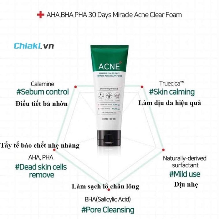 Sữa rửa mặt Some By Mi AHA-BHA-PHA 30 Days Miracle Acne Clear Foam