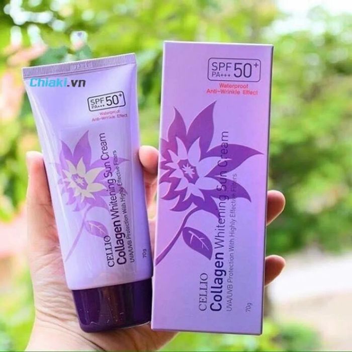 <span>Kem chống nắng Cellio tím Collagen Whitening Sun Cream SPF50 PA+++</span>