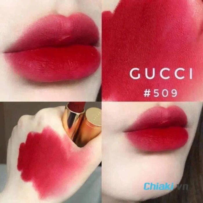 Son Gucci màu đỏ lạnh