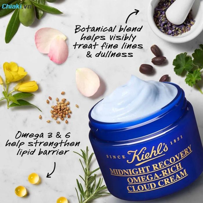 Kem dưỡng ẩm Kiehl's cho da khô Midnight Recovery Omega Rich Cloud Cream