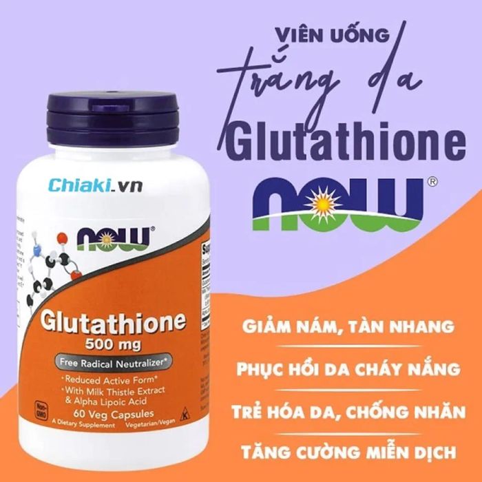 Viên uống làm trắng da Glutathione Now 500 Mg