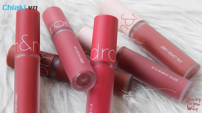 Bảng màu son Romand Zero Velvet Tint (dạng kem)