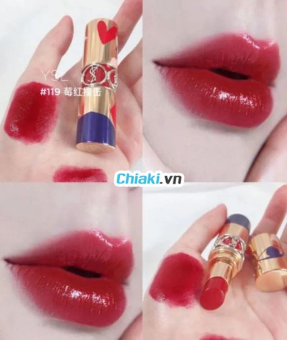 Son YSL Shine Collector I Love You 119 màu đỏ hồng cherry