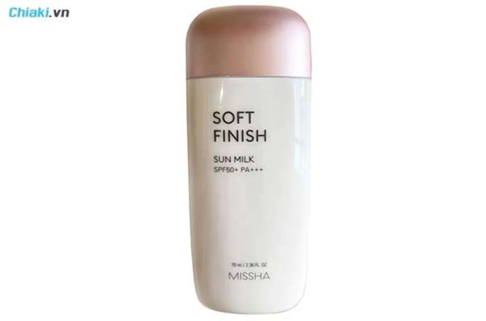 kem chống nắng Missha Soft Finish màu hồng không gây bết dính