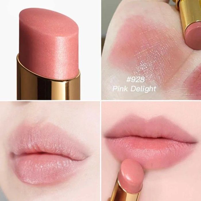 Son màu hồng nude san hô Chanel Rouge Coco Baume màu 928 Pink Delight