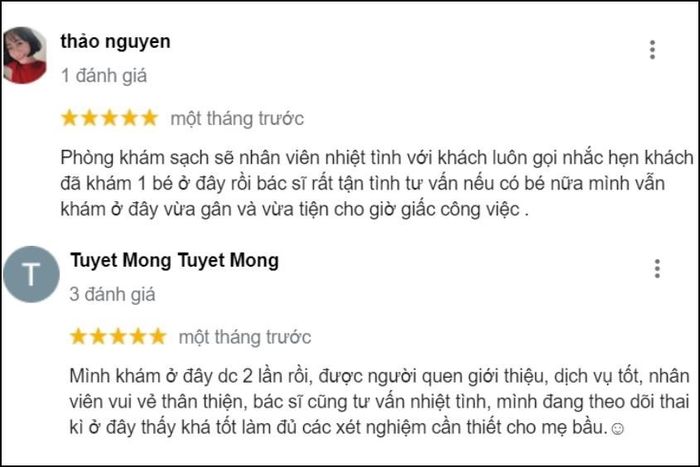 Phòng khám được đánh giá cao bởi nhiều người