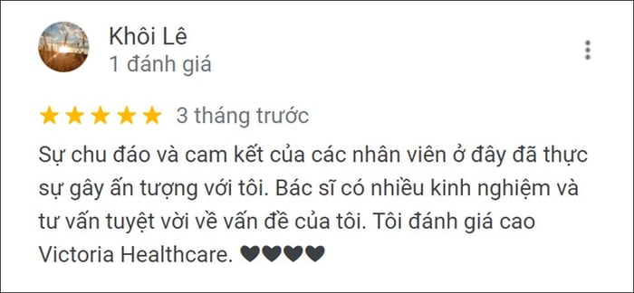 Đánh giá từ khách hàng về phòng khám Victoria Healthcare