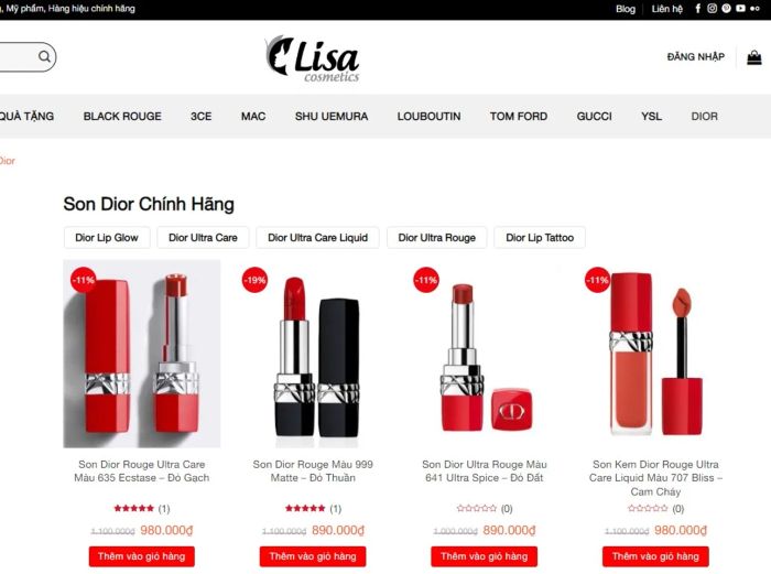 Cửa hàng mỹ phẩm Lisa Cosmetics