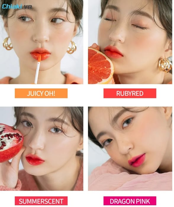 Bảng màu son Romand Juicy Lasting Tint mùa hè