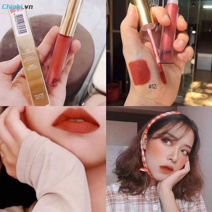 Màu son đỏ cam cháy Bbia Last Velvet Lip Tint NO.12