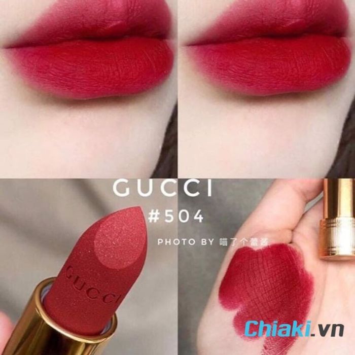 Màu son Gucci 504 Myra Crimson Matte