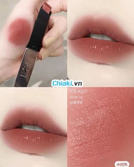 Son màu hồng nude YSL The Slim Glow Matte Màu 207 Illegal Rosy Nude