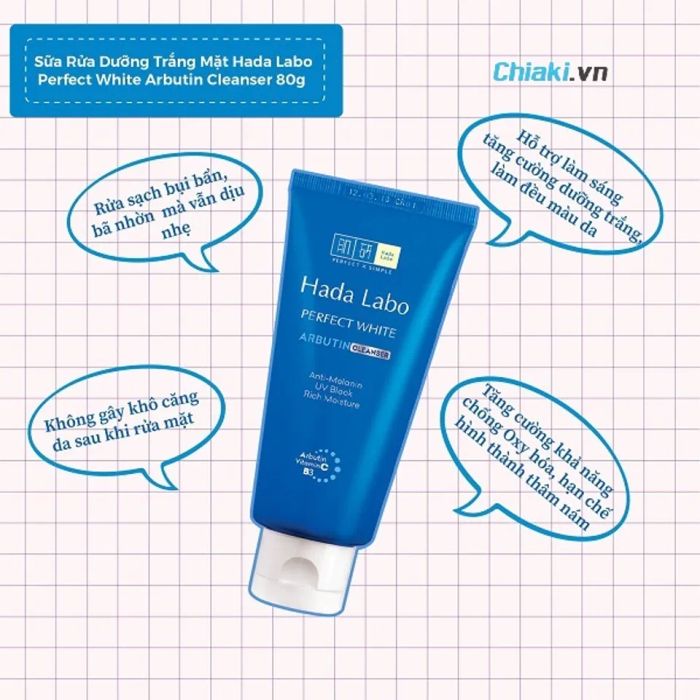 Sữa rửa mặt Hada Labo xanh Perfect White Cleanser cho da dầu mụn