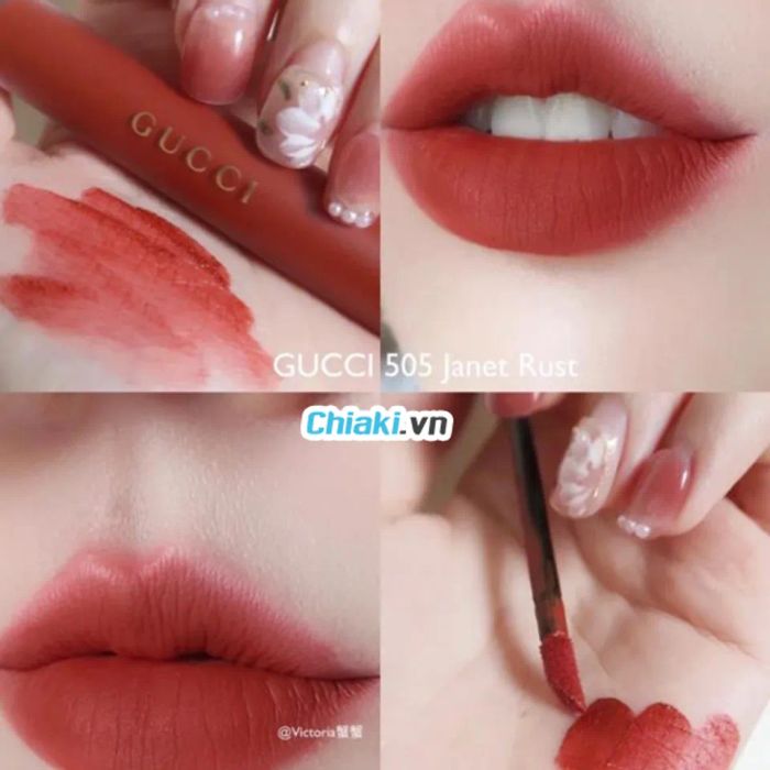 Son Kem Lì Gucci Rouge Liquid Matte 505 Janet Rust Màu Đỏ Đất