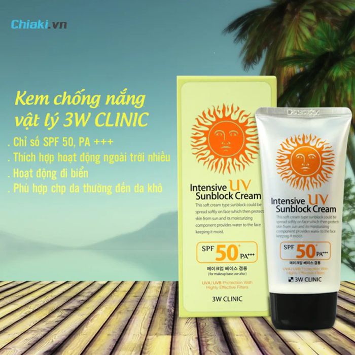 Kem chống nắng Kem chống nắng Intensive Uv Sunblock Cream 3W Clinic