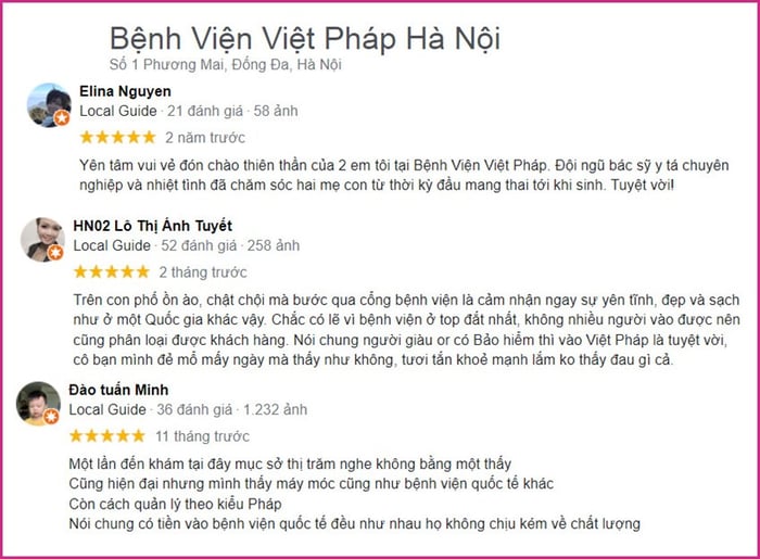 Một số đánh giá về Bệnh viện Việt Pháp Hà Nội