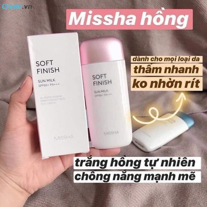 Ưu điểm và nhược điểm của kem chống nắng Missha hồng Soft Finish SPF50+/PA+++