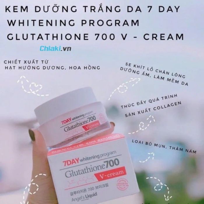 Kem Dưỡng Sáng Da, Mờ Thâm 7 Ngày Chương Trình Whitening Glutathione 700 V-Cream