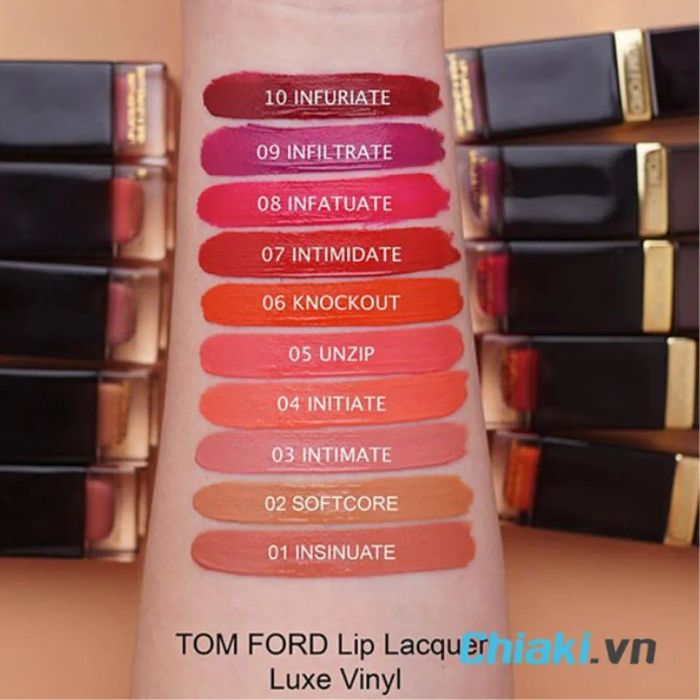 Bảng màu son kem Tom Ford Lip Lacquer Vinyl 