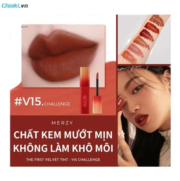 Màu cam cháy son lâu trôi Merzy The First Velvet Lip Tint Ver 3 màu 15