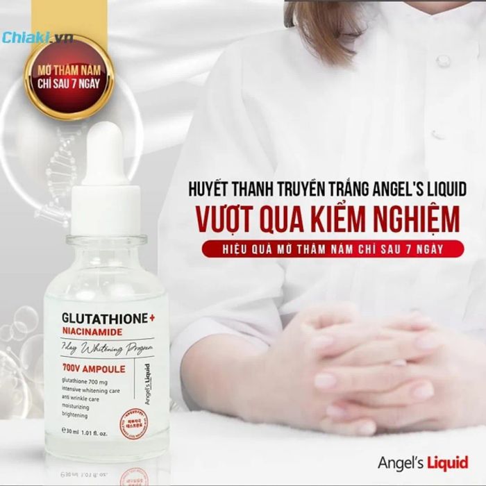 Angel’s Liquid Glutathione+Niacinamide 700V-ampoule giúp làm trắng da