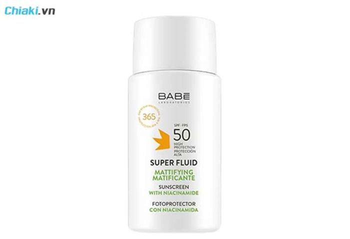 kem chống nắng cho da dầu mụn nhạy cảm Babe Super Fluid Mattifying