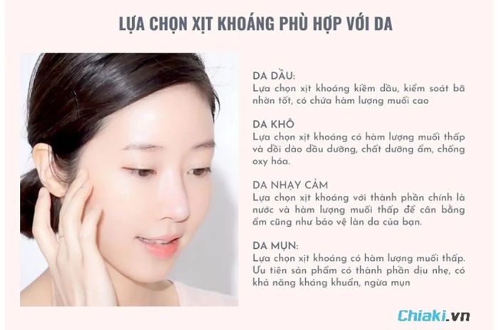 Chọn xịt khoáng phù hợp với da